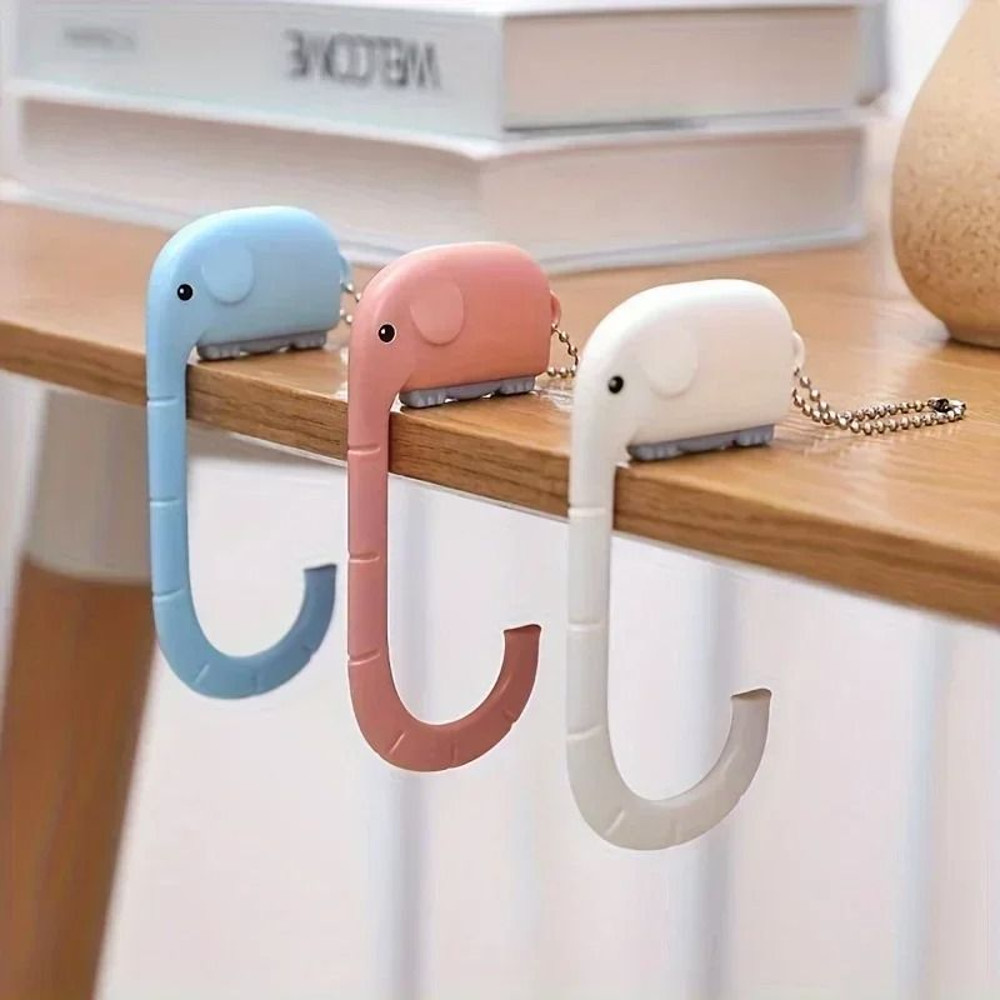 Oval Non Slip Cartoon Elephant Bag Table Hook 4