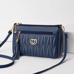 womens large capacity pu leather crossbody bag with embroidery