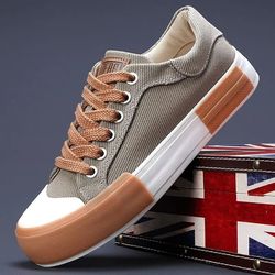 mens canvas lace up sneakers breathable outdoor casual shoes