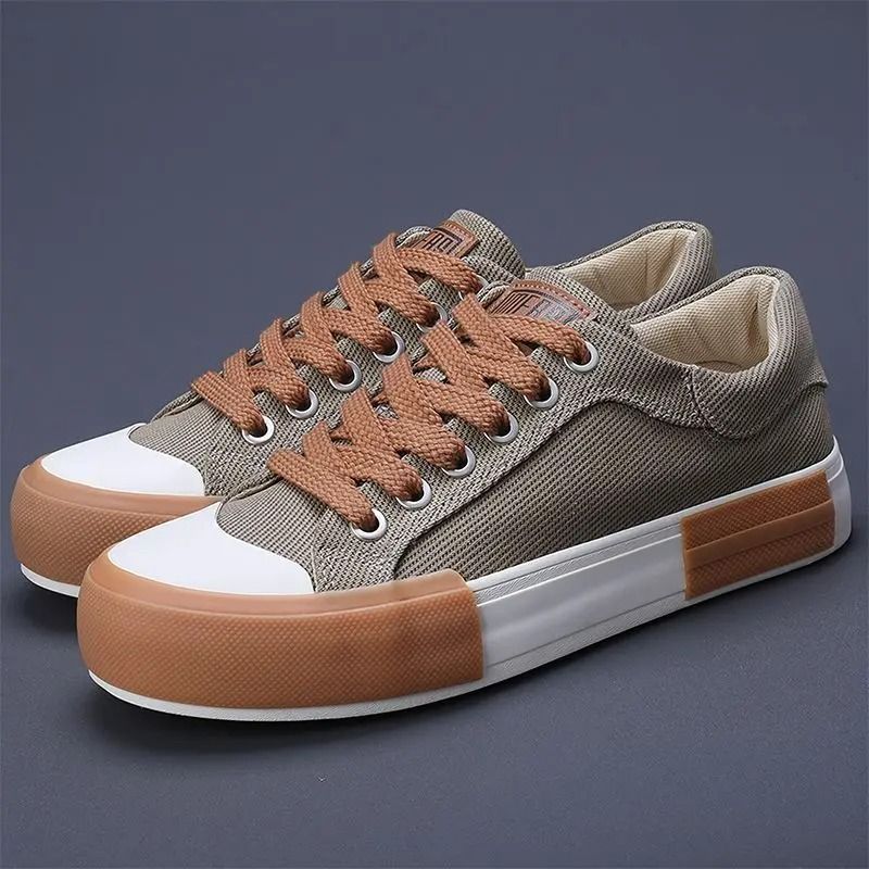 Mens Canvas Lace Up Sneakers Breathable Outdoor Casual Shoes 2