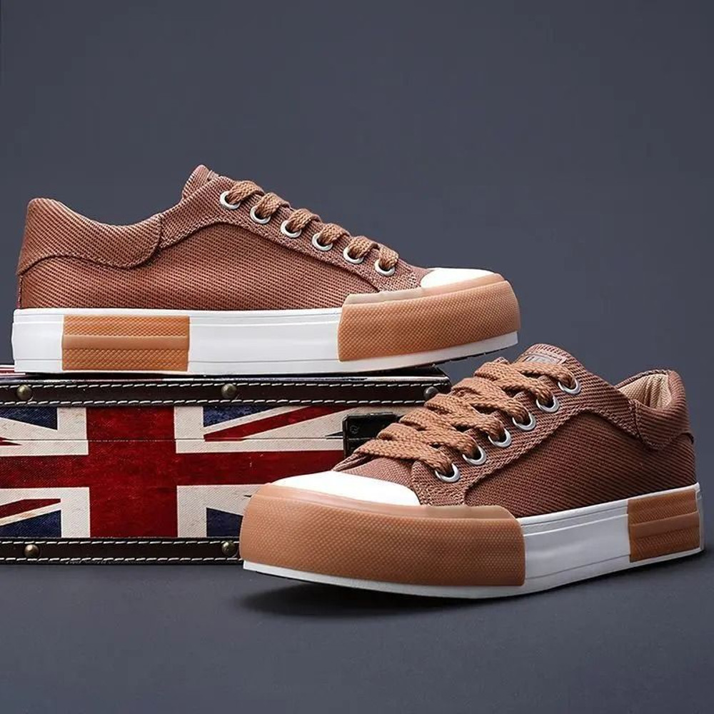 Mens Canvas Lace Up Sneakers Breathable Outdoor Casual Shoes 5