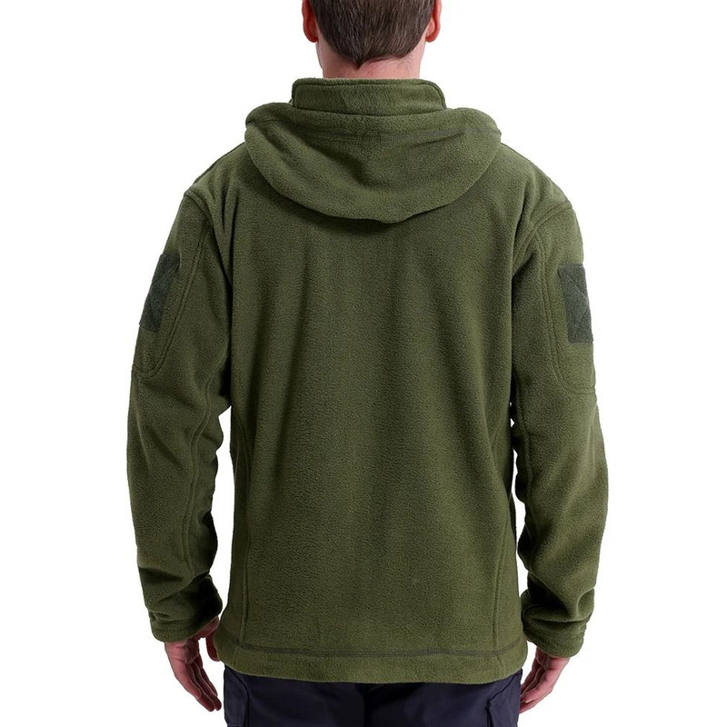 Mens Winter Tactical Fleece Jacket With Multiple Pockets And Hood 1