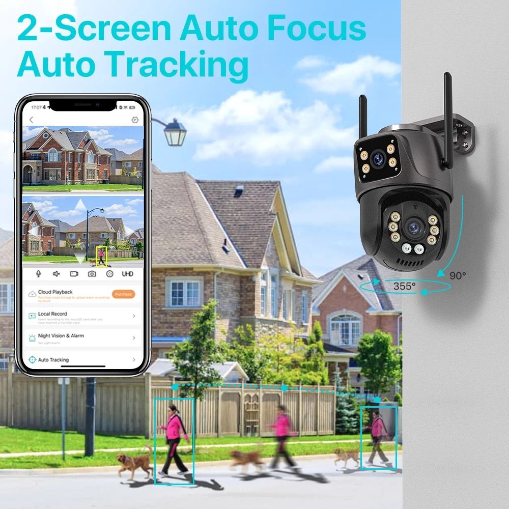 4K HD Dual Lens WiFi Security Camera With Auto Tracking And Night Vision 2