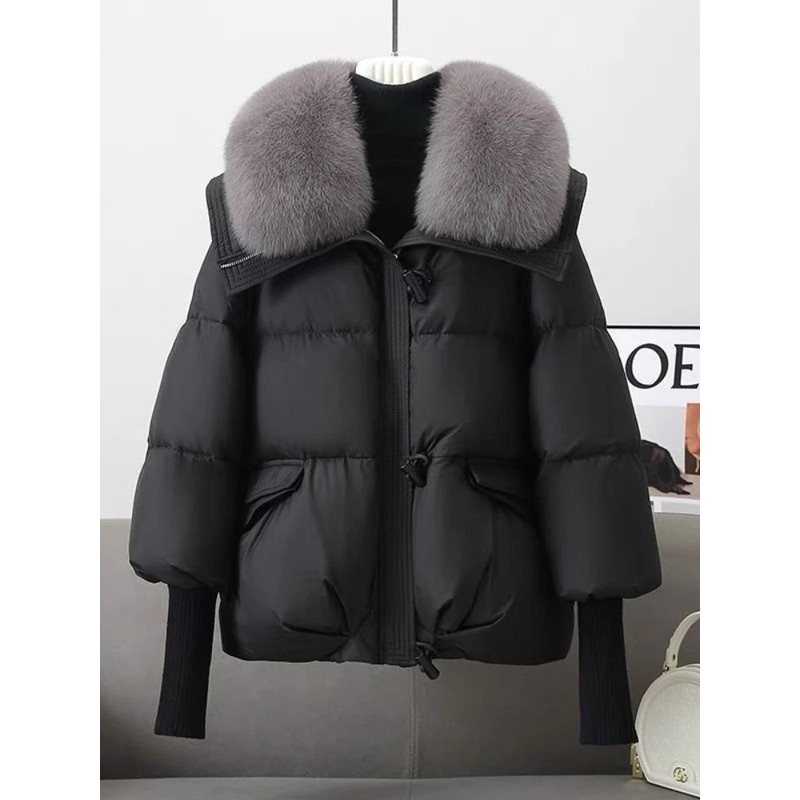 Womens Warm Thick Cotton Padded Jacket With Fur Collar 1