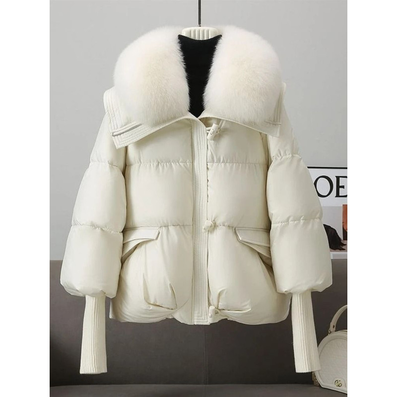 Womens Warm Thick Cotton Padded Jacket With Fur Collar 2