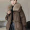 Womens Warm Thick Cotton Padded Jacket With Fur Collar 4