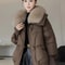 Womens Warm Thick Cotton Padded Jacket With Fur Collar 4