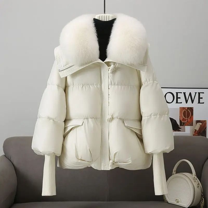 Womens Warm Thick Cotton Padded Jacket With Fur Collar 5