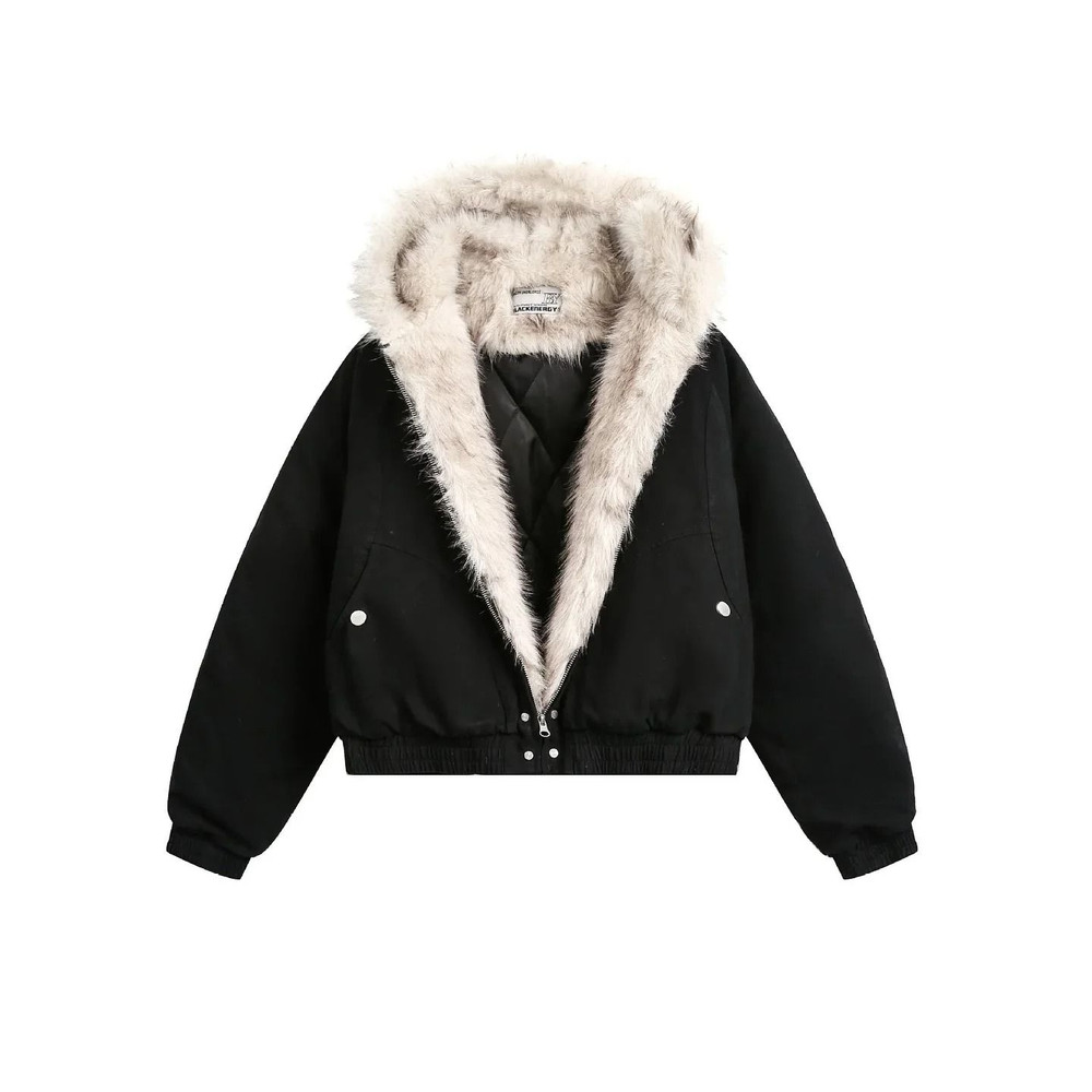 Unisex Retro Plush Winter Jacket With Fur Collar 5