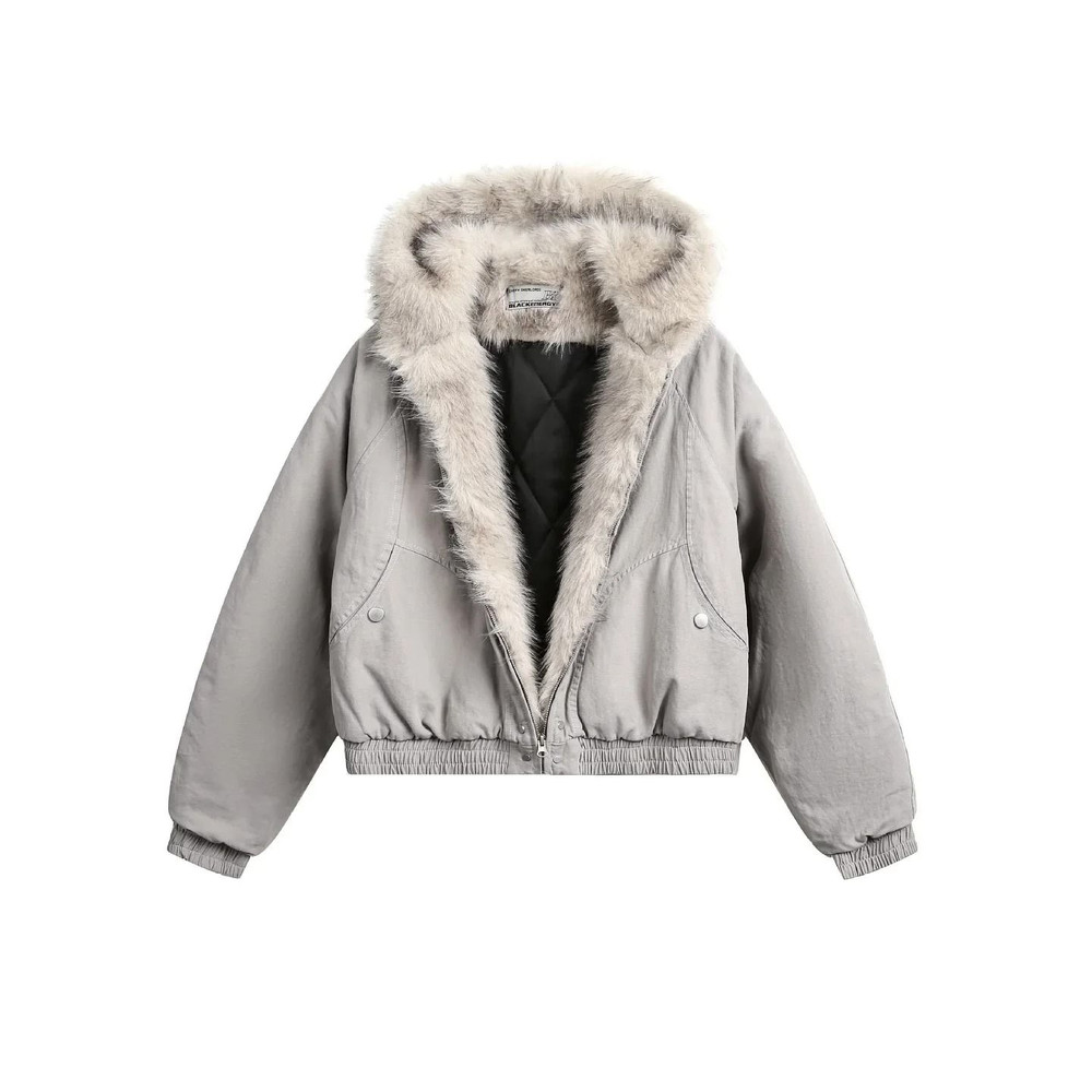Unisex Retro Plush Winter Jacket With Fur Collar 6