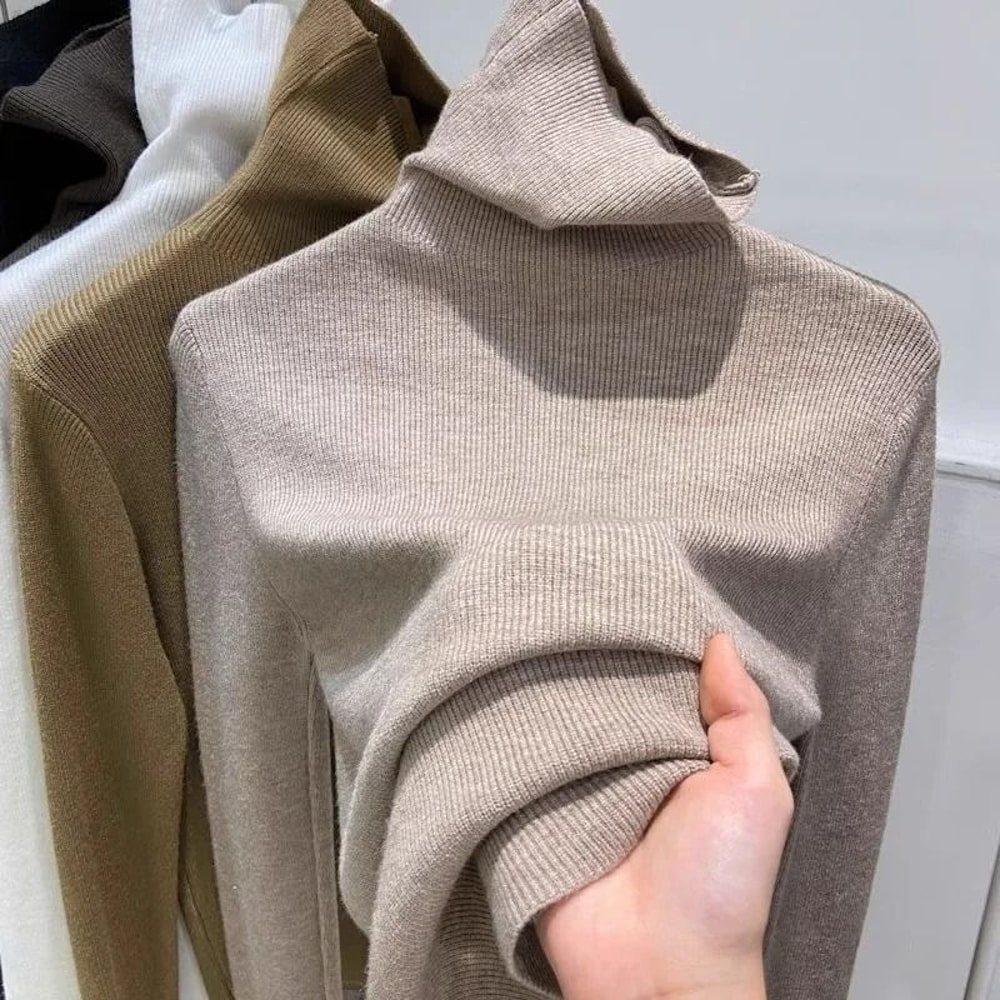 Womens Slim Fit Turtleneck Knitted Sweater For Autumn And Winter 0