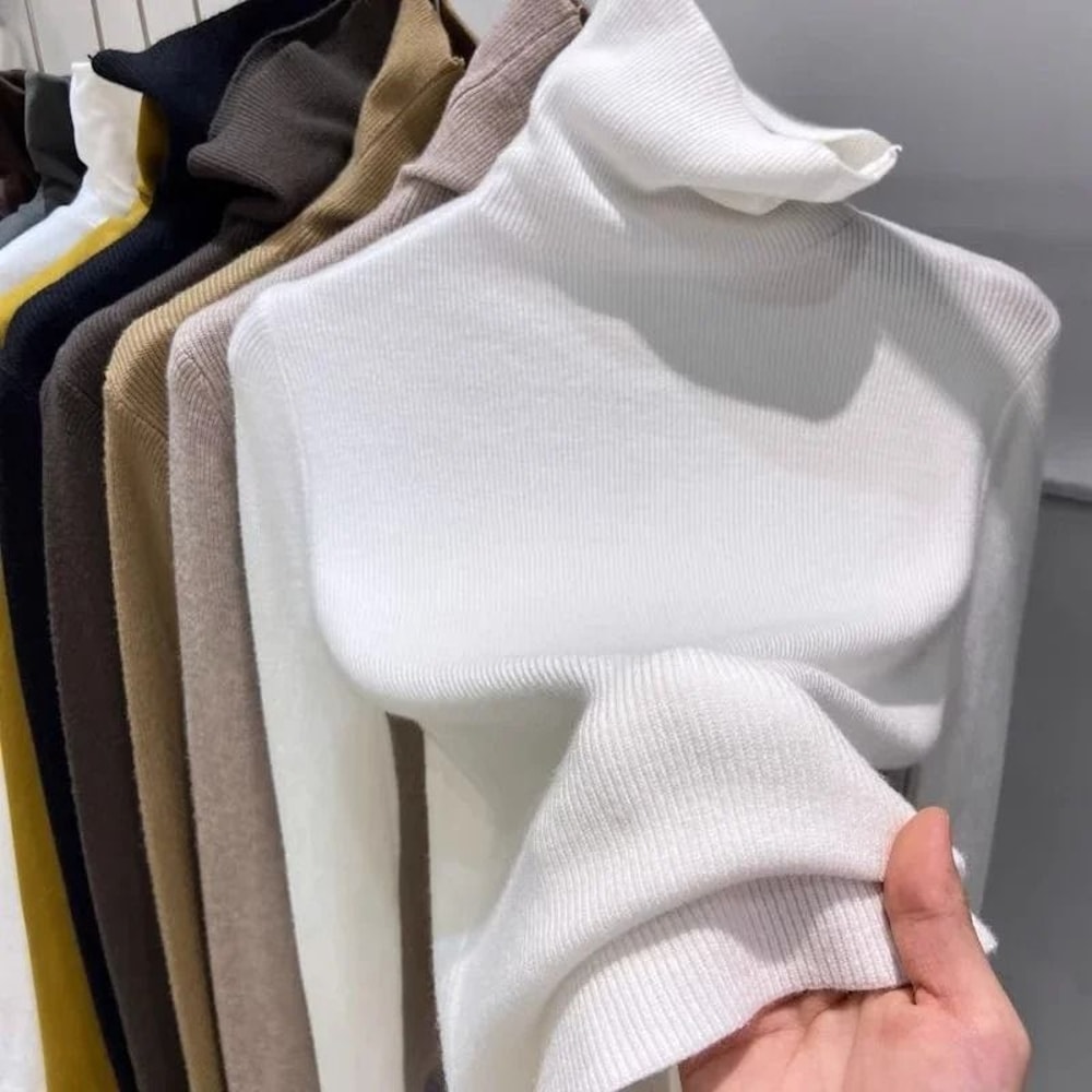 Womens Slim Fit Turtleneck Knitted Sweater For Autumn And Winter 3