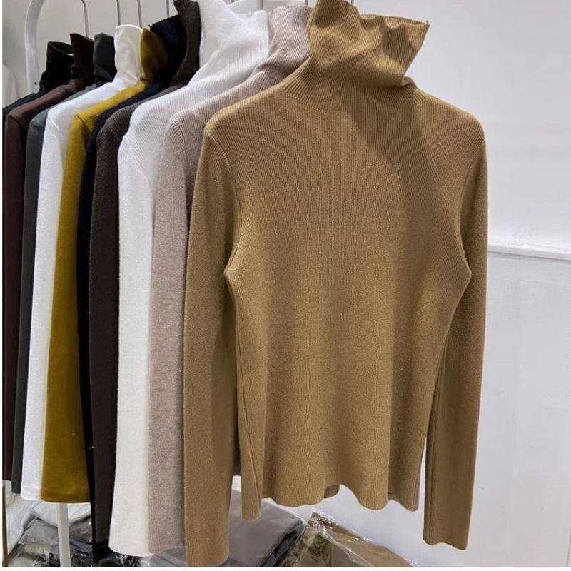 Womens Slim Fit Turtleneck Knitted Sweater For Autumn And Winter 4