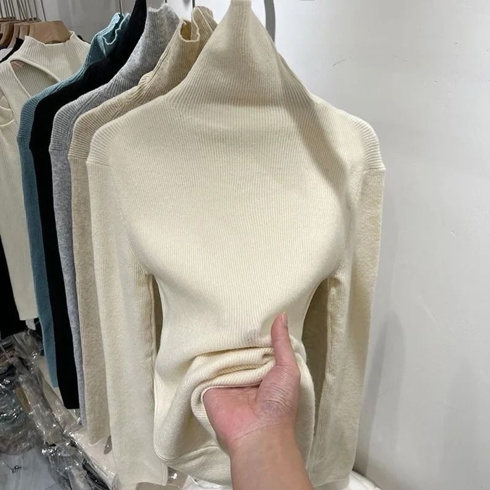 Womens Slim Fit Turtleneck Knitted Sweater For Autumn And Winter 7