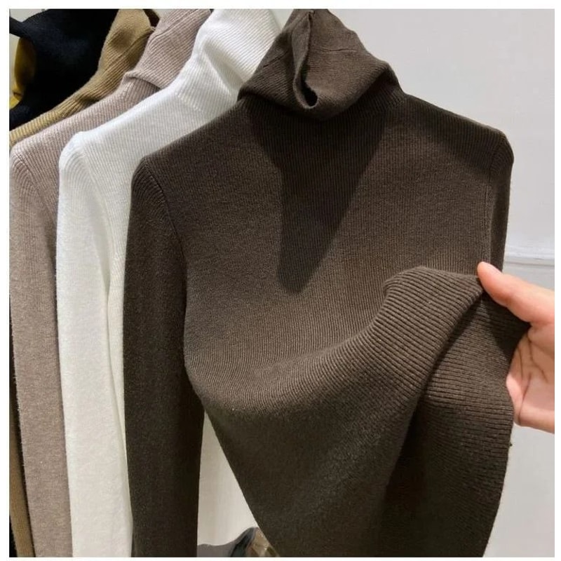 Womens Slim Fit Turtleneck Knitted Sweater For Autumn And Winter 8