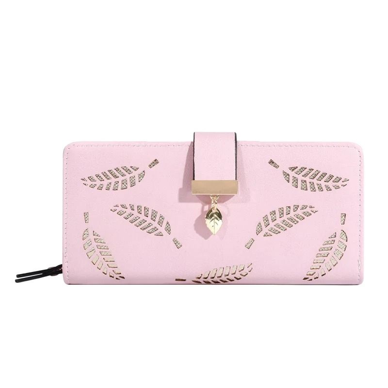 Womens Long PU Leather Wallet With Gold Leaf Detail And Coin Pocket 10