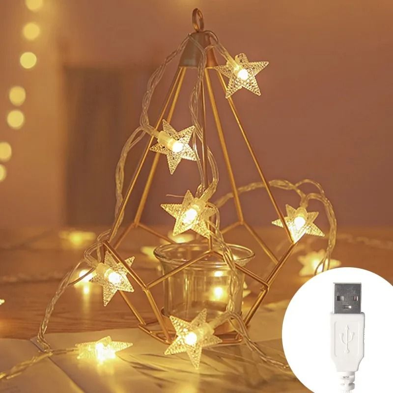 Star Fairy Lights Outdoor Chain Lights Garland Bulb String Lights Party Home Garden Decoration 7