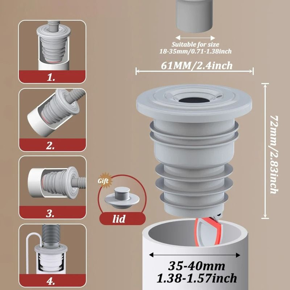 Silicone Bathroom Sewer Seal Ring Kitchen Sink Sewer Pipe Plug Washing Machine Anti Odor Leakage Fl 10