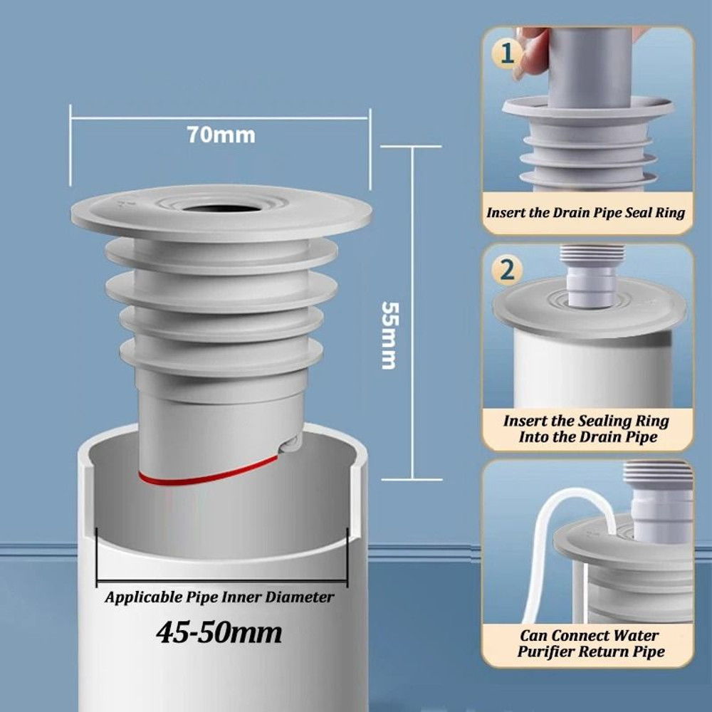 Silicone Bathroom Sewer Seal Ring Kitchen Sink Sewer Pipe Plug Washing Machine Anti Odor Leakage Fl 8