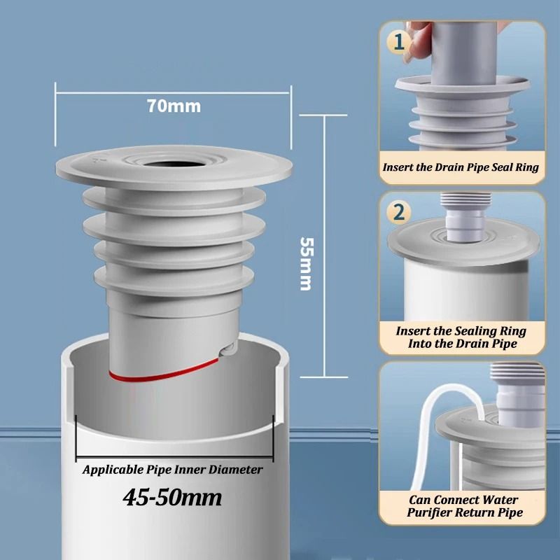 Silicone Bathroom Sewer Seal Ring Kitchen Sink Sewer Pipe Plug Washing Machine Anti Odor Leakage Fl 8