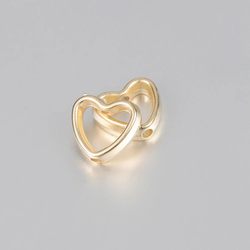 Heart Frame Wrapped Bead Double Straight Hole Spacer Loose Beads For Jewelry Making DIY Findings 50 3