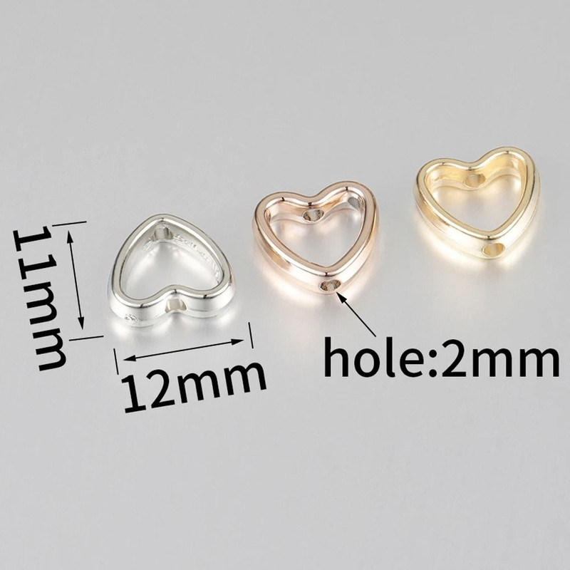 Heart Frame Wrapped Bead Double Straight Hole Spacer Loose Beads For Jewelry Making DIY Findings 50 4