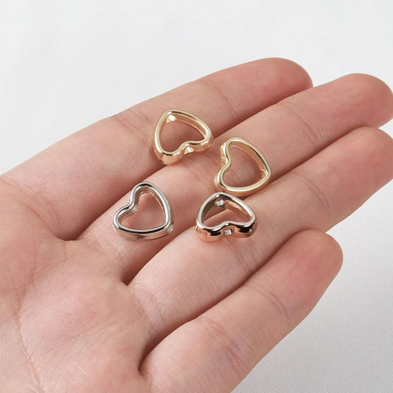 Heart Frame Wrapped Bead Double Straight Hole Spacer Loose Beads For Jewelry Making DIY Findings 50 5