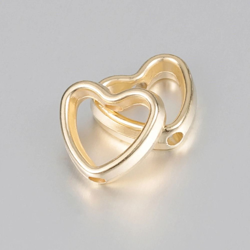 Heart Frame Wrapped Bead Double Straight Hole Spacer Loose Beads For Jewelry Making DIY Findings 50 6