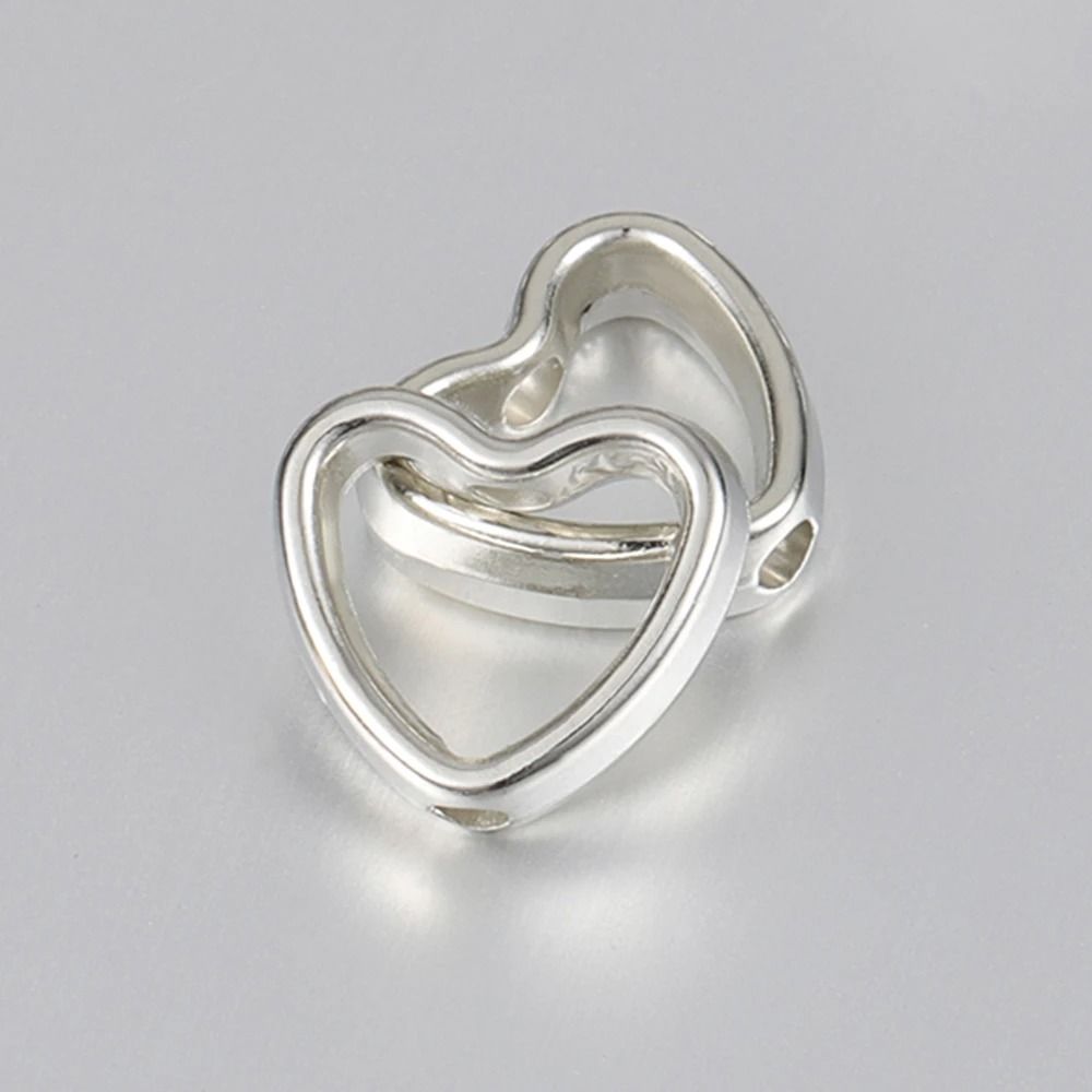 Heart Frame Wrapped Bead Double Straight Hole Spacer Loose Beads For Jewelry Making DIY Findings 50 8