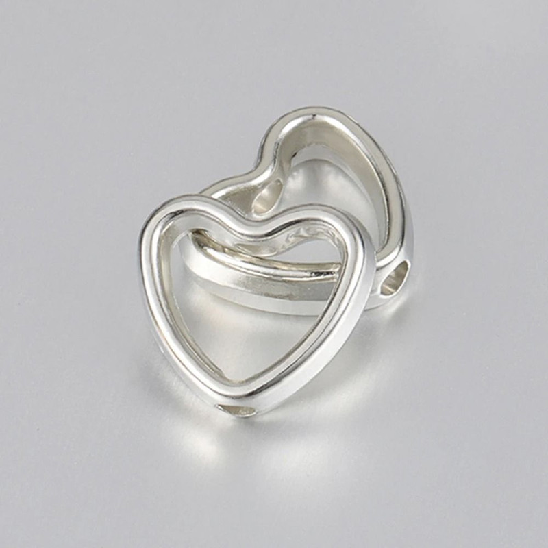 Heart Frame Wrapped Bead Double Straight Hole Spacer Loose Beads For Jewelry Making DIY Findings 50 8