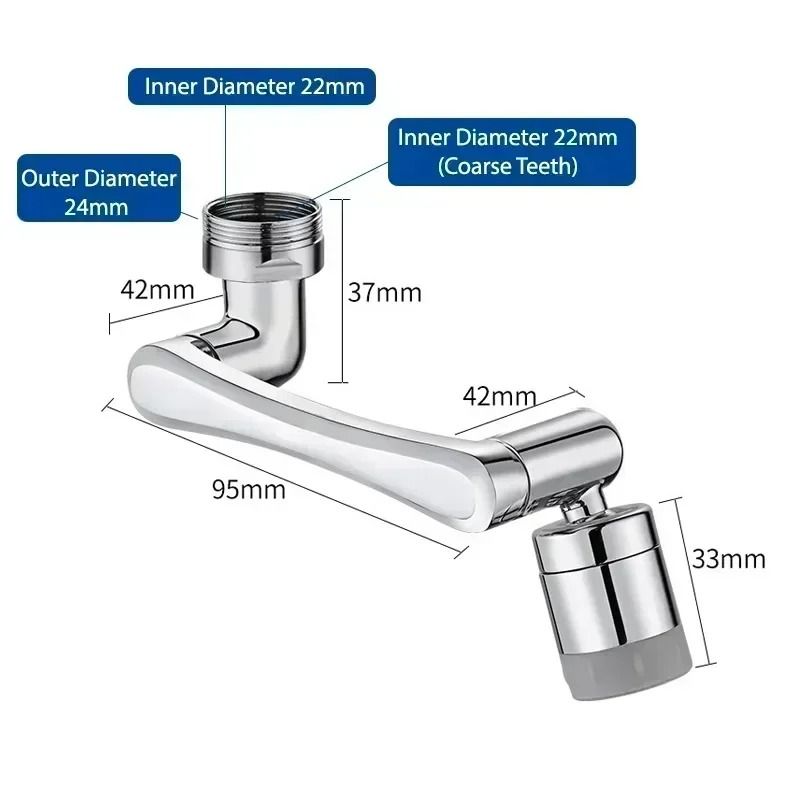 Universal 1080 Degree Rotation Faucet Aerator Mixer Extender Sprayer Head 4