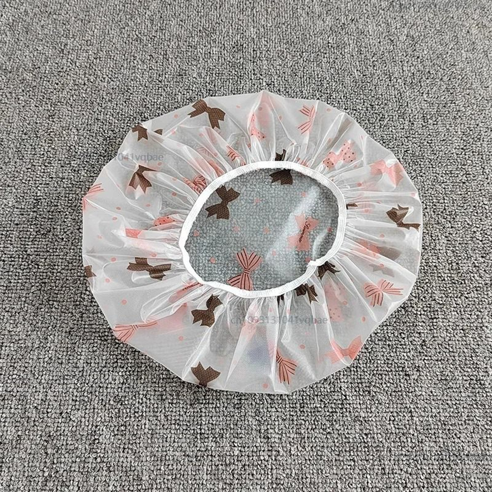 Adjustable Printed Shower Cap Waterproof Reusable With Elastic Band For Women Spa Salon 3