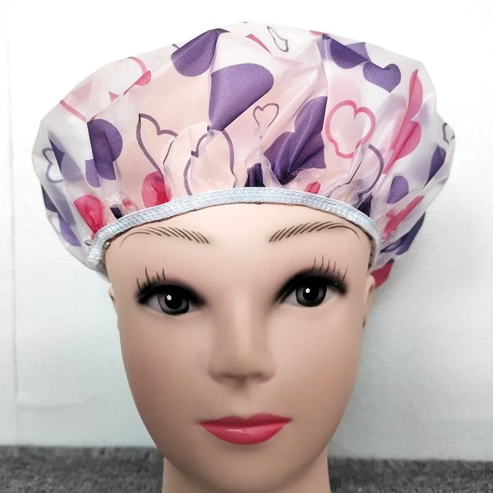 Adjustable Printed Shower Cap Waterproof Reusable With Elastic Band For Women Spa Salon 4