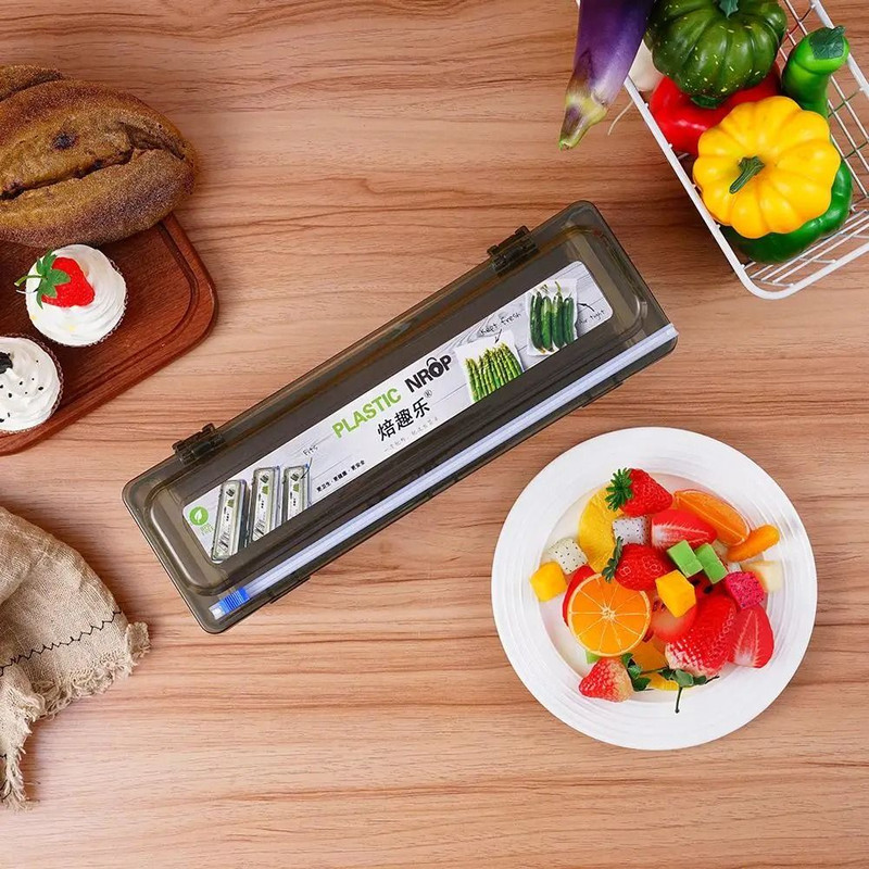 Food PE Large Roll Box Packaging Cling Film Cutter Dispenser 2