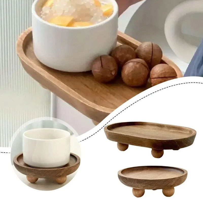 Natural Wood Serving Tray For Desserts And Home Decor 0