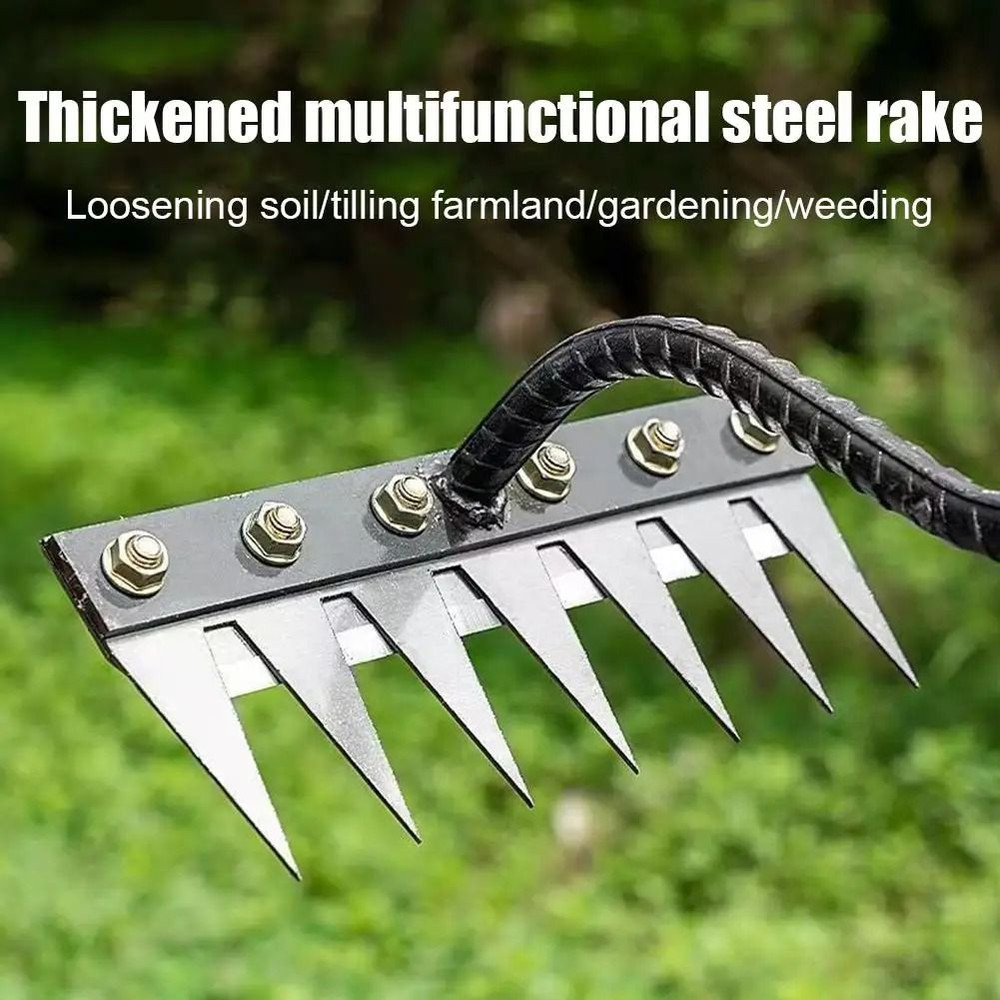 Carbon Steel Garden Hand Rake For Weeding And Soil Scarifying 4