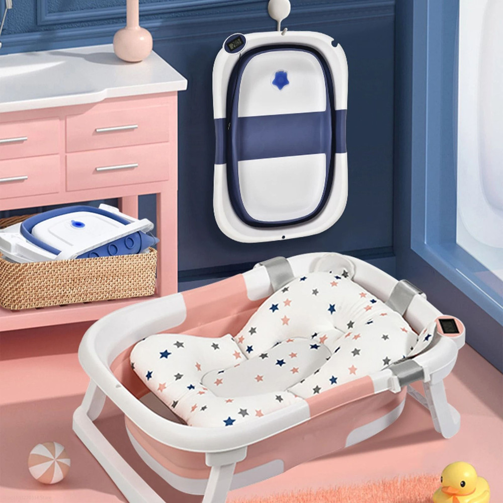 Smart Folding Baby Bath Tub With RealTime Temperature Display And NonSlip Mat 1