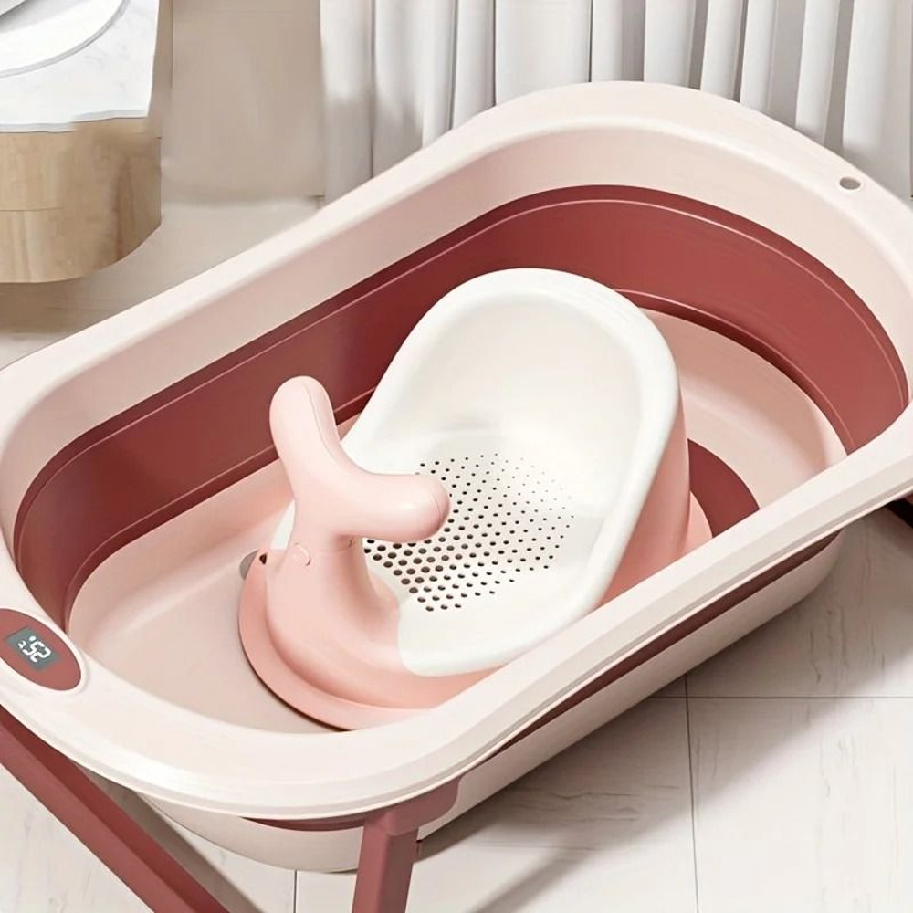 Smart Folding Baby Bath Tub With RealTime Temperature Display And NonSlip Mat 5