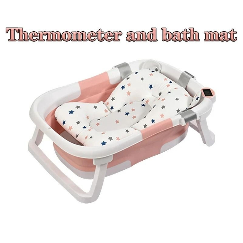 Smart Folding Baby Bath Tub With RealTime Temperature Display And NonSlip Mat 13
