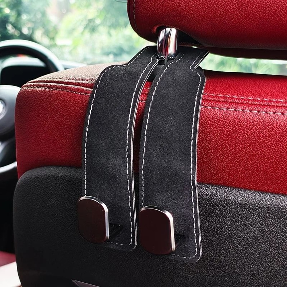 Smart Car Seat Back Double Hook Suede Style For Rear Storage 0