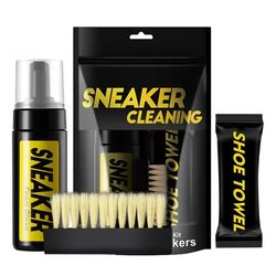 water-free foam shoe cleaning set with brush and cloth for white shoes and boots