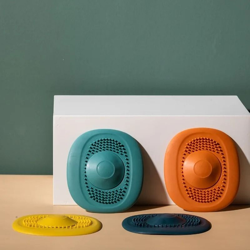 Splash Proof Kitchen Sink Strainer Push To Seal Square Drain Cover Block Odors Anti Clog 2