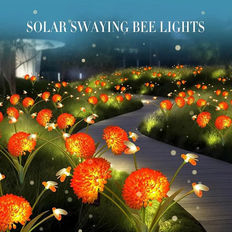 Solar Garden Bee Flower Light Decorative Outdoor Lamp For Yard And Patio 2