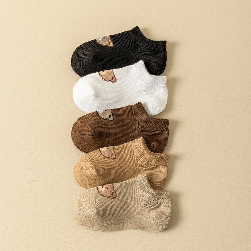 5 Pairs Baby Toddler Low Cut Cartoon Bear Ankle Socks For Boys And Girls 2