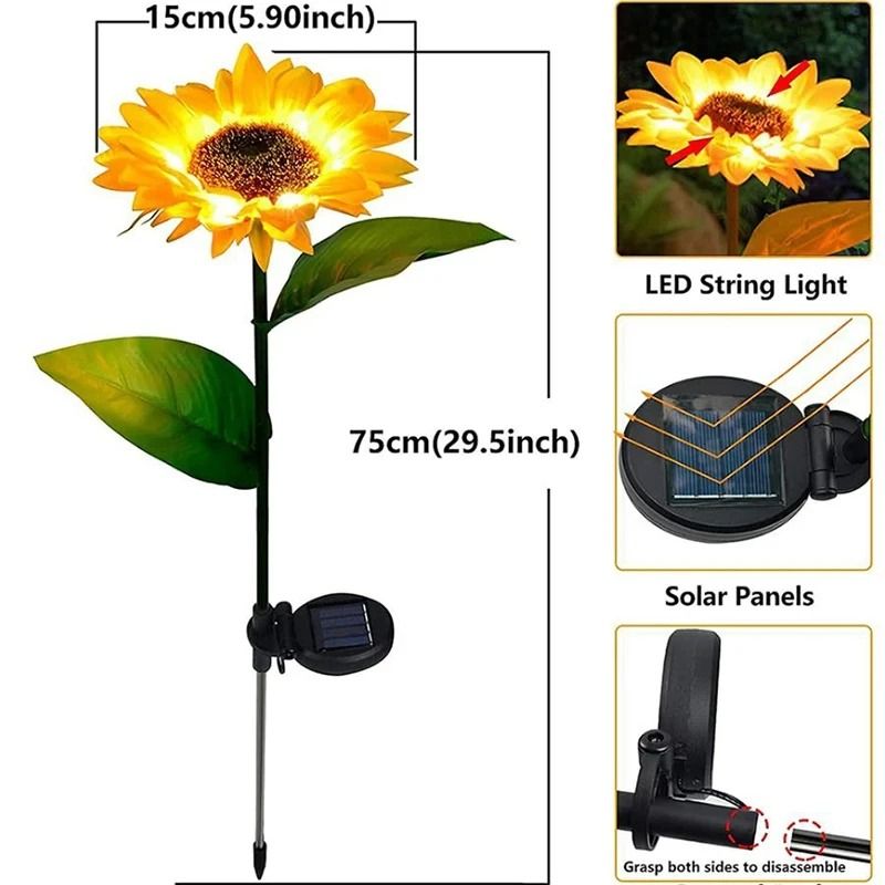 Solar Sunflower LED Garden Light Waterproof Decorative Flower Lamp 5