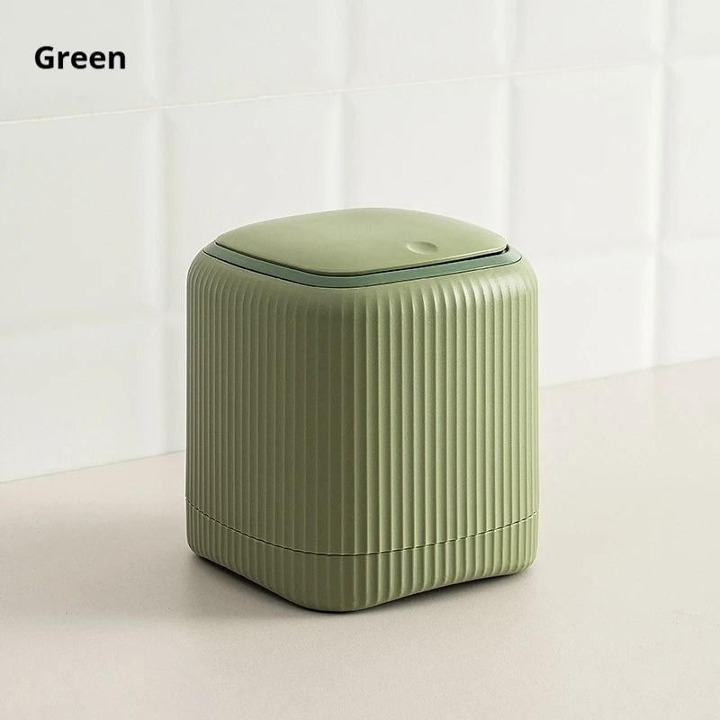 Keep Your Workspace Neat And Efficient With This Double Barrel Desktop Trash Can With Lid Featuring 9