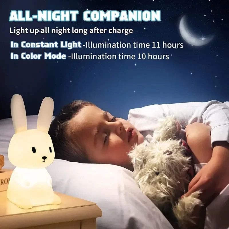Silicone Rabbit LED Night Light Touch Sensor Table Lamp For Kids 4