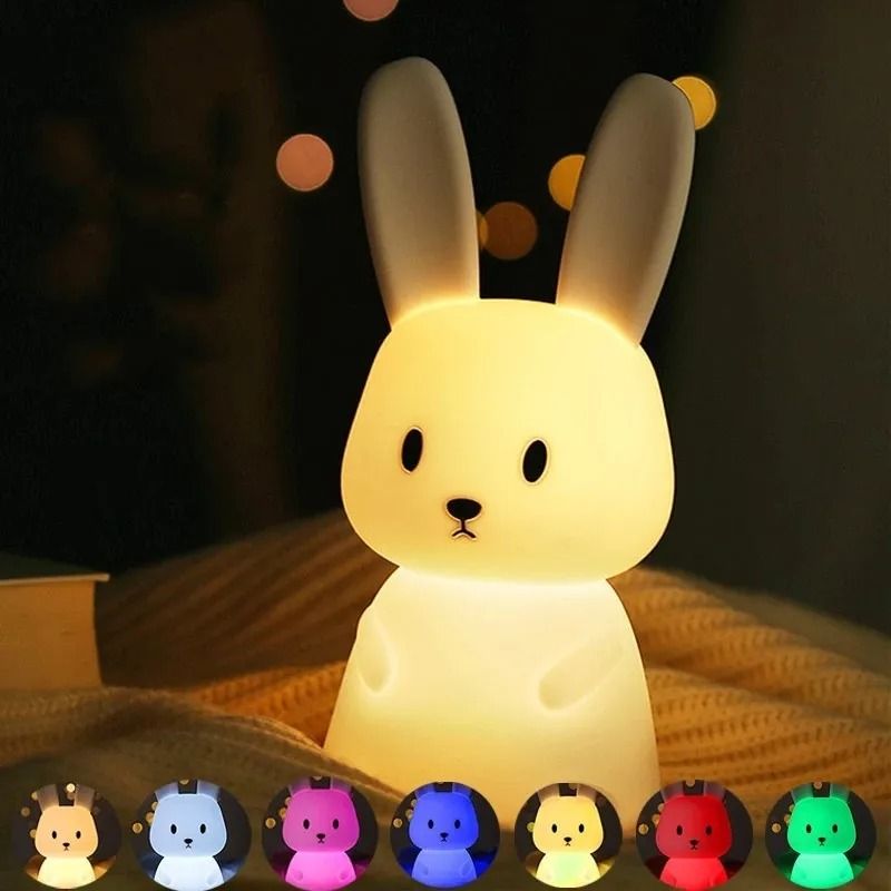 Silicone Rabbit LED Night Light Touch Sensor Table Lamp For Kids 6