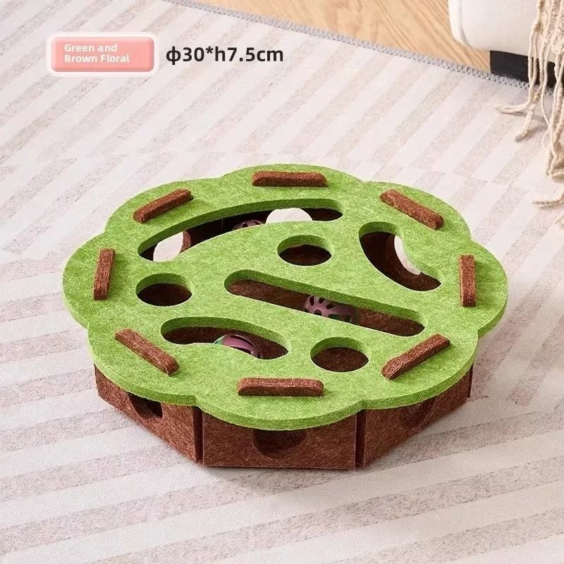 Felt Puzzle Box Cat Toy With Rolling Ball 7