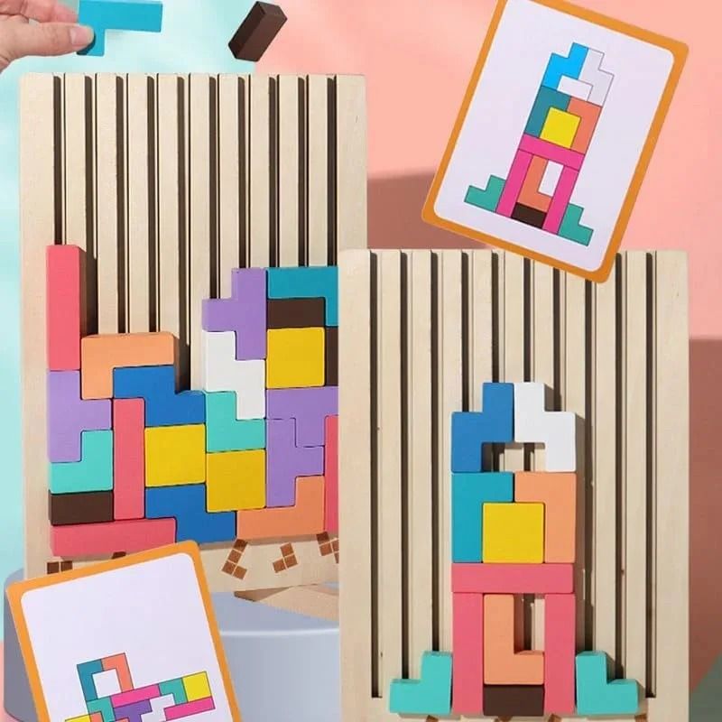 Wooden Puzzle Stacking Game For Family Activity 2